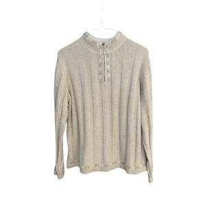 Woolrich Women's L Cream Heather 1/4 Zip Pullover Chunky wool blend Sweater